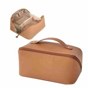 Leather Makeup Bag Travel makeup pouch
